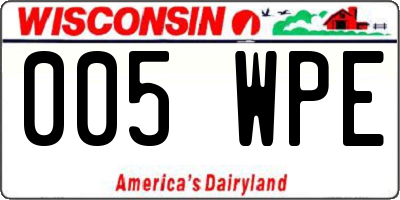 WI license plate 005WPE