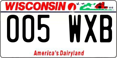 WI license plate 005WXB