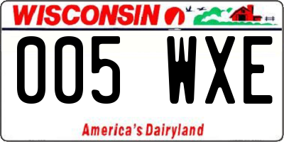 WI license plate 005WXE