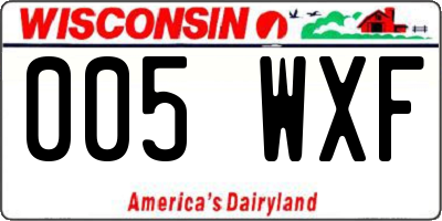 WI license plate 005WXF