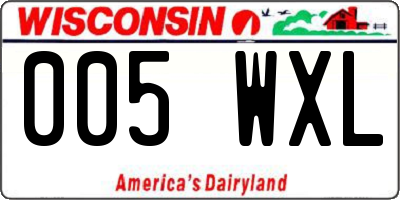 WI license plate 005WXL