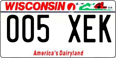 WI license plate 005XEK