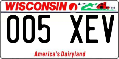 WI license plate 005XEV
