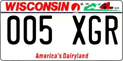 WI license plate 005XGR