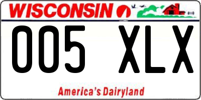 WI license plate 005XLX