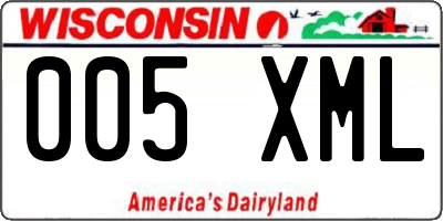 WI license plate 005XML
