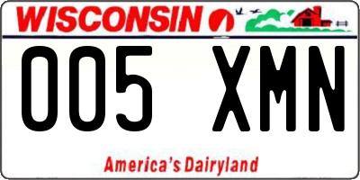 WI license plate 005XMN