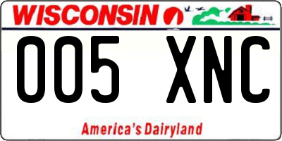 WI license plate 005XNC