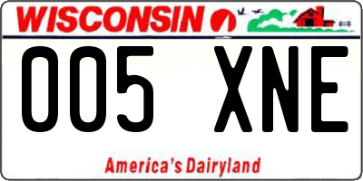 WI license plate 005XNE