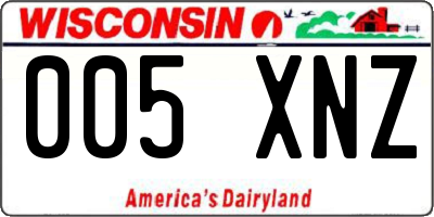 WI license plate 005XNZ