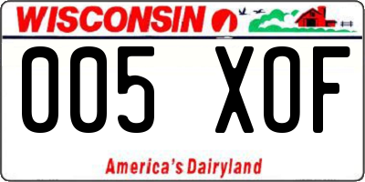 WI license plate 005XOF