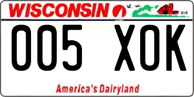 WI license plate 005XOK