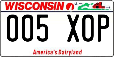 WI license plate 005XOP