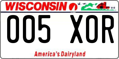 WI license plate 005XOR