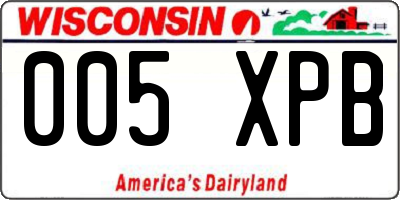WI license plate 005XPB