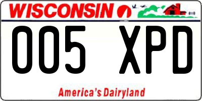 WI license plate 005XPD