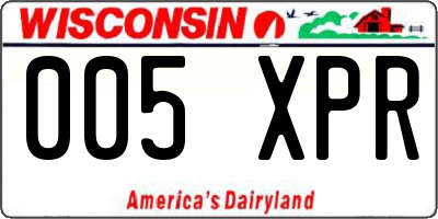 WI license plate 005XPR