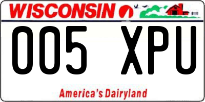 WI license plate 005XPU