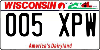 WI license plate 005XPW