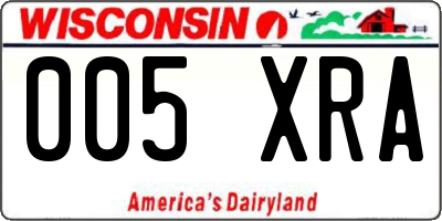 WI license plate 005XRA