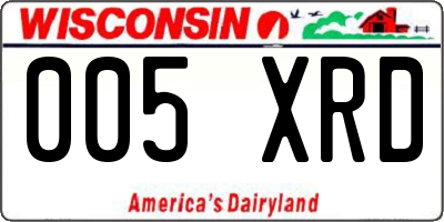 WI license plate 005XRD