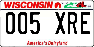 WI license plate 005XRE