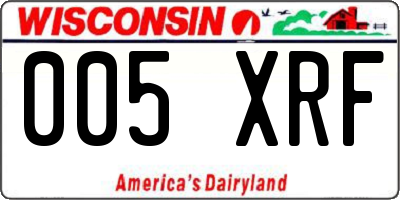 WI license plate 005XRF