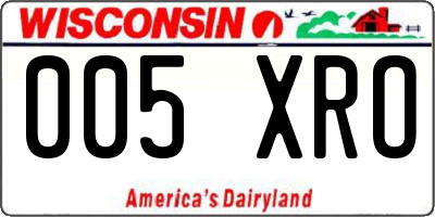 WI license plate 005XRO