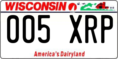 WI license plate 005XRP