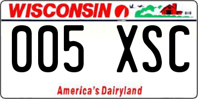 WI license plate 005XSC