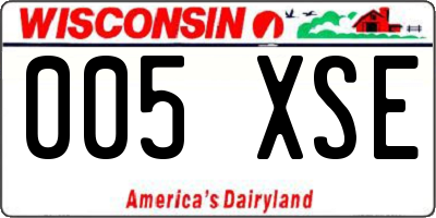 WI license plate 005XSE