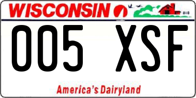 WI license plate 005XSF
