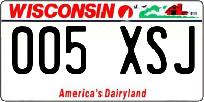 WI license plate 005XSJ