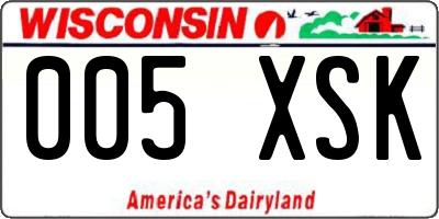 WI license plate 005XSK