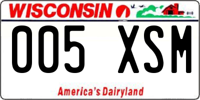 WI license plate 005XSM