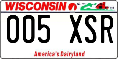 WI license plate 005XSR