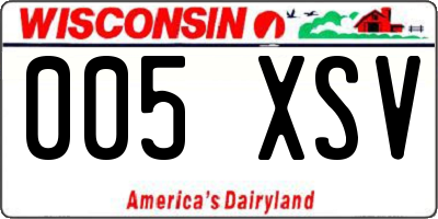 WI license plate 005XSV