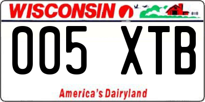 WI license plate 005XTB