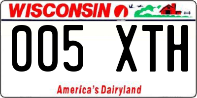 WI license plate 005XTH