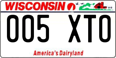 WI license plate 005XTO