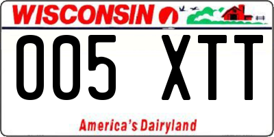 WI license plate 005XTT