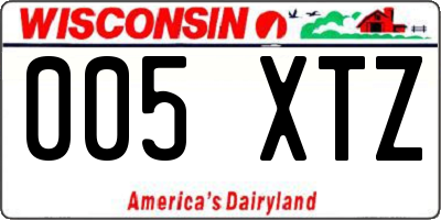 WI license plate 005XTZ