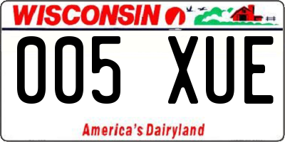 WI license plate 005XUE