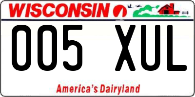 WI license plate 005XUL