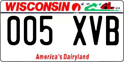 WI license plate 005XVB