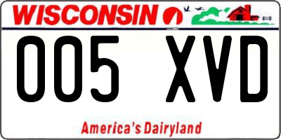 WI license plate 005XVD