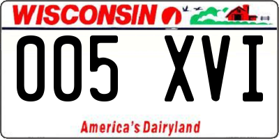 WI license plate 005XVI