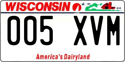 WI license plate 005XVM