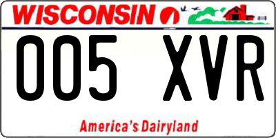 WI license plate 005XVR