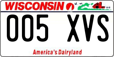 WI license plate 005XVS